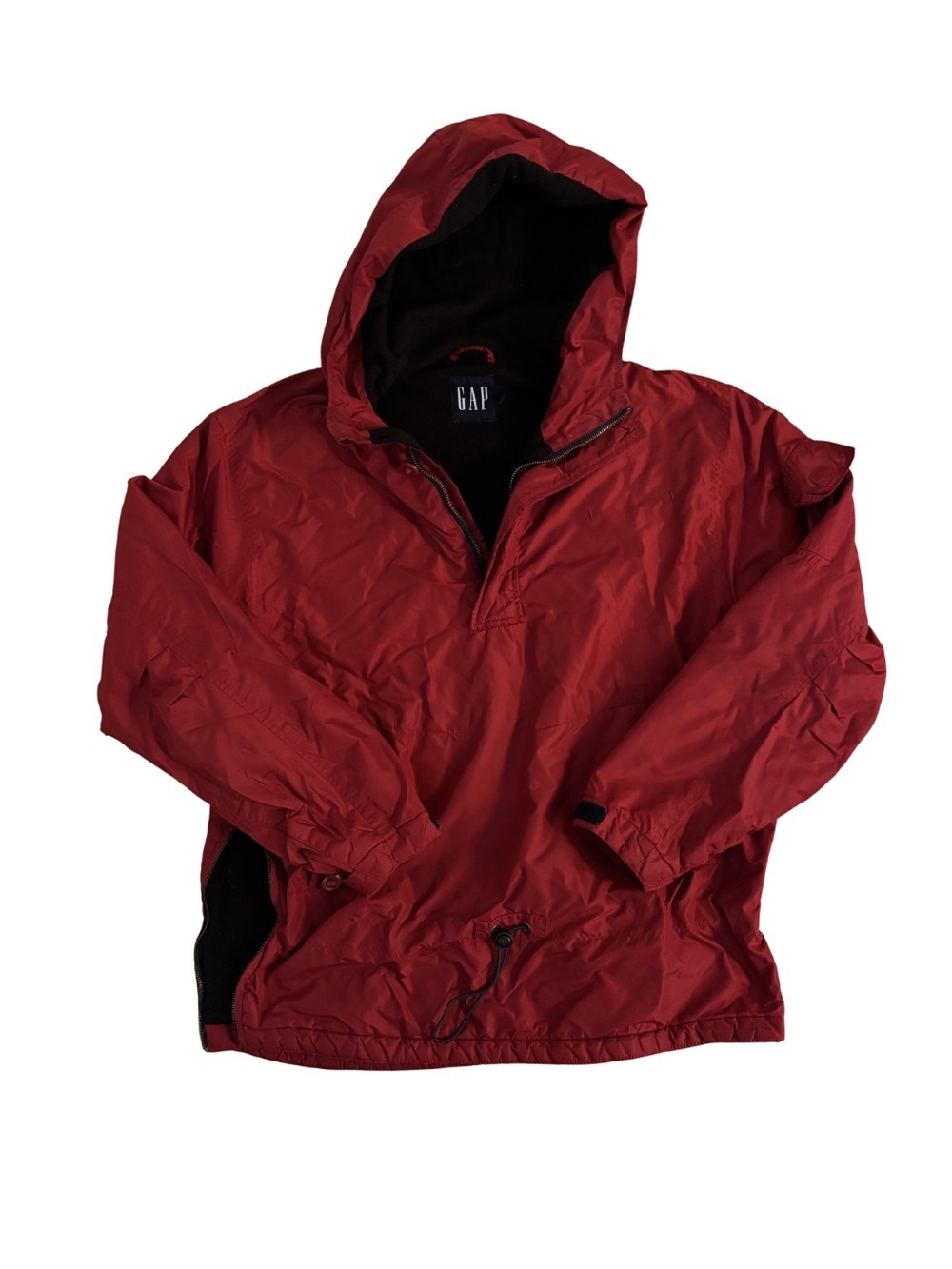 GAP Y2K Fleece Lined Red Hooded Anorak